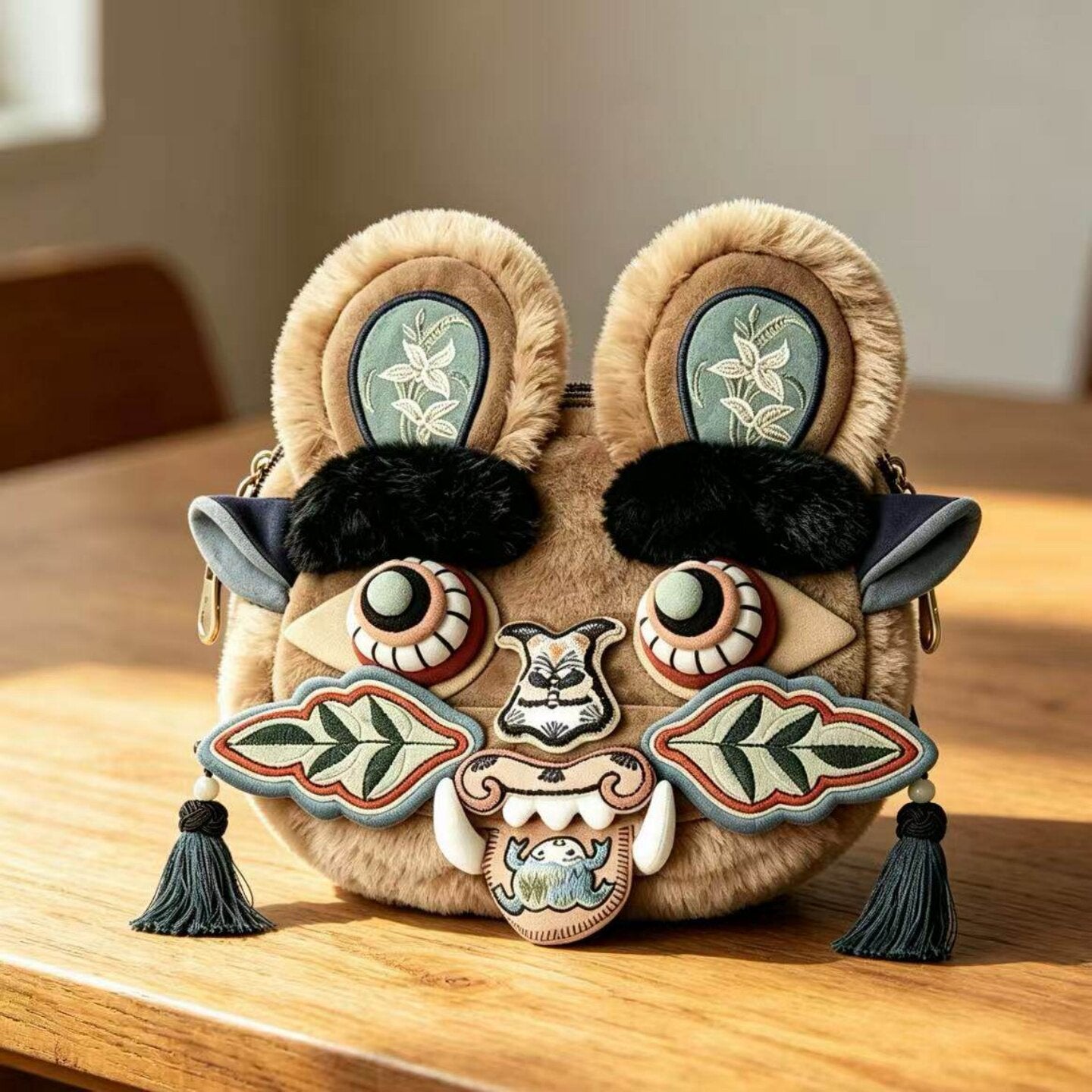 Chinese folk art intangible cultural heritage tiger head crossbody bag