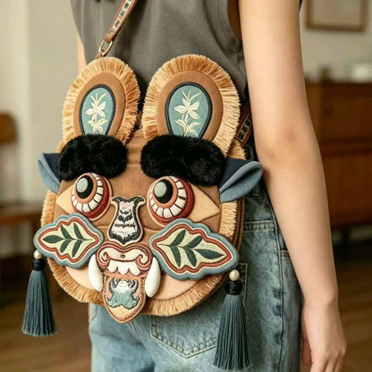 Chinese folk art intangible cultural heritage tiger head crossbody bag