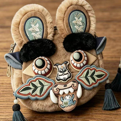 Chinese folk art intangible cultural heritage tiger head crossbody bag