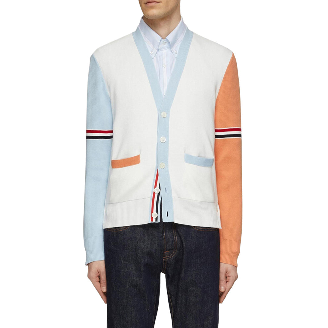 1229-28 Men's Color matching Wool Cardigan