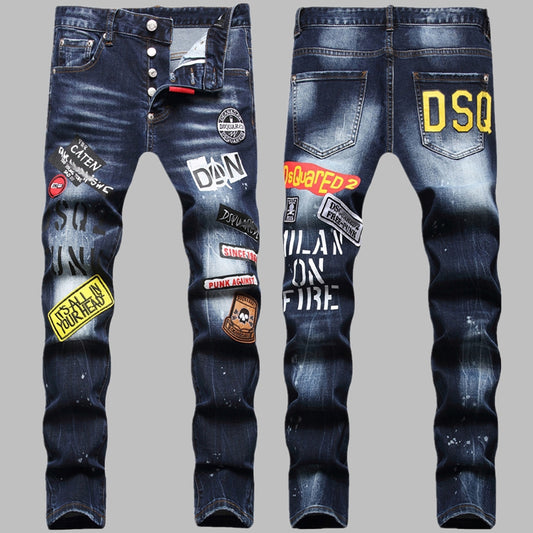 New DSQ2-2025-17 Fashion Mip-Mop Men's Jeans Trousers