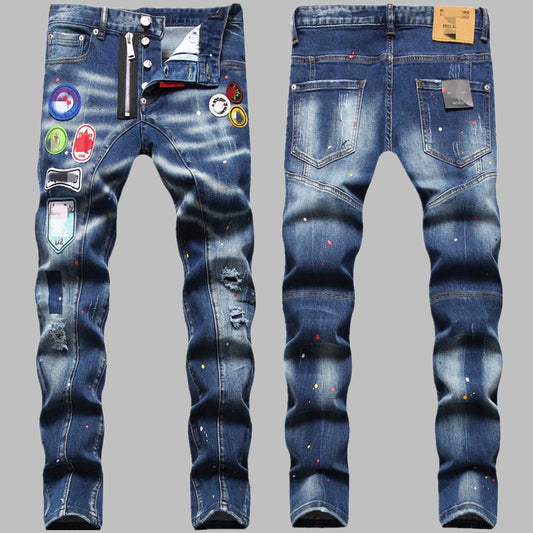 New DSQ2-2025-38 Fashion Mip-Mop Men's Jeans Trousers