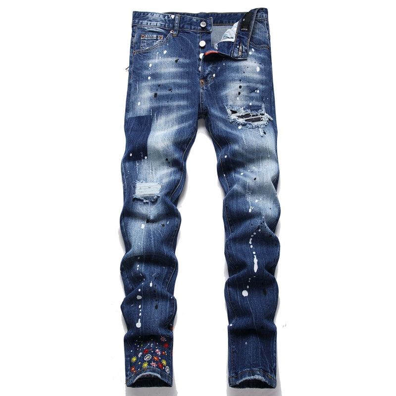 New DSQ2-2025-08 Fashion Mip-Mop Men's Jeans Trousers