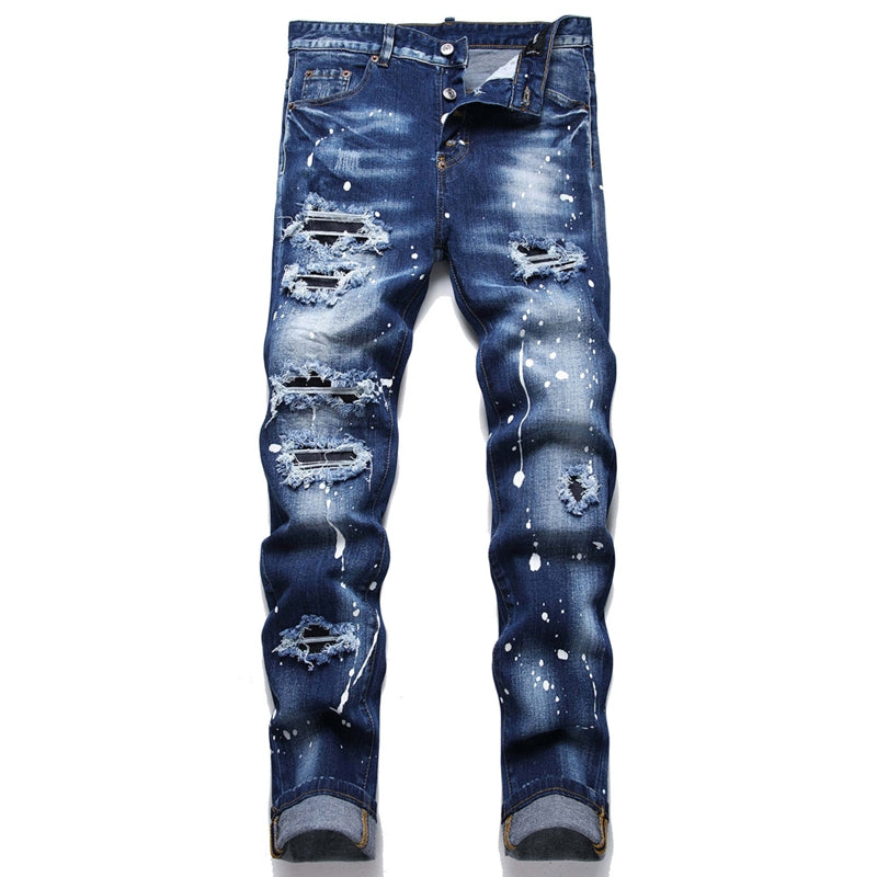 New DSQ2-2025-07 Fashion Mip-Mop Men's Jeans Trousers