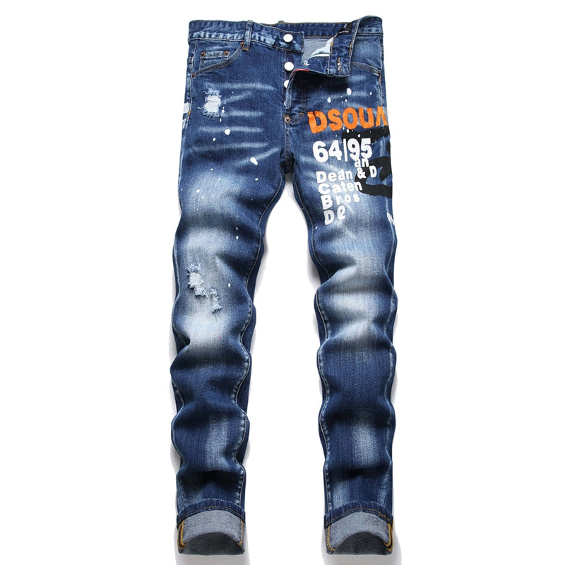 New DSQ2-2025-09 Fashion Mip-Mop Men's Jeans Trousers